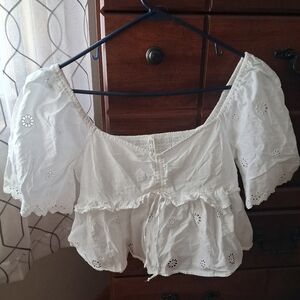 American Eagle Outfitters White Eyelet Blouse